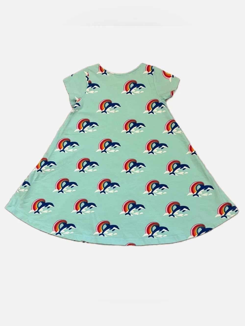 Hanna Andersson Sunny Days & Getaways Swing Dress Girls 6-7 Dolphins & Rainbows